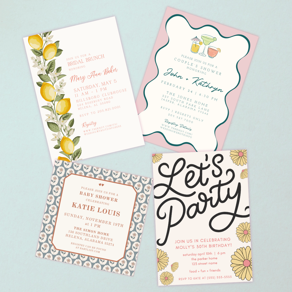 Custom Event Invitation Design (Set of 20)